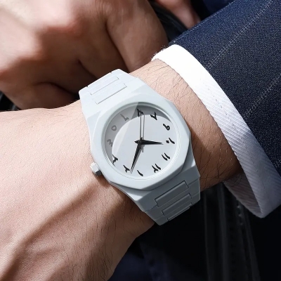 Picture of White Aura Watch Arabic Design Quartz Movement Unisex Wristwatch White 