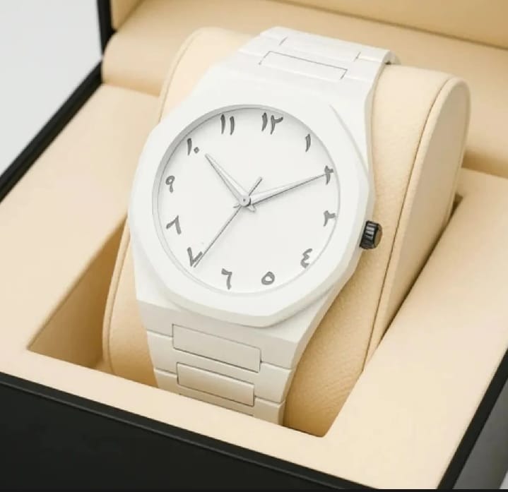 Picture of White Aura Watch Arabic Design Quartz Movement Unisex Wristwatch White 