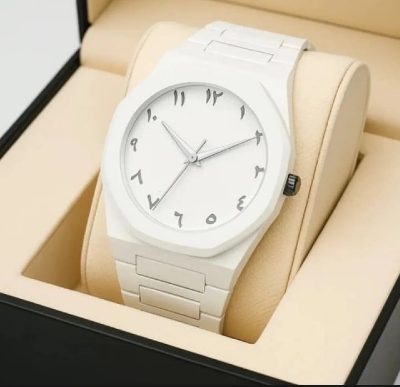 Picture of White Aura Watch Arabic Design Quartz Movement Unisex Wristwatch White 