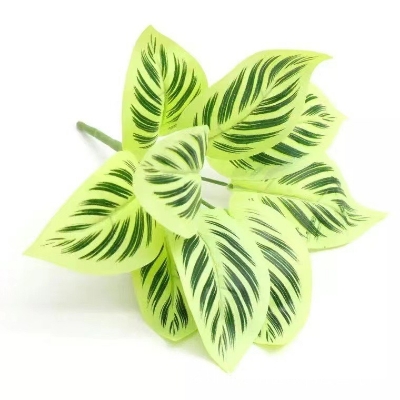 Picture of Tabletop Artificial Green & White Leaf Plant Green 