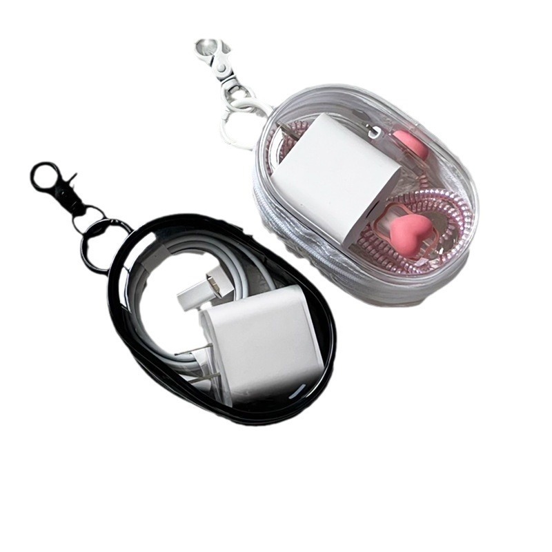 Picture of Mini Transparent Tech Pouch Organizer Bag Black 