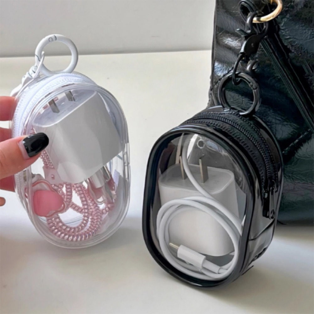 Picture of Mini Transparent Tech Pouch Organizer Bag Black 