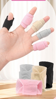 Picture of Men Women Adjustable Finger Splint Brace Thumb Protector Guard Sleeve Finger Straightening Corrector Finger Tape Elastic Finger Sleeve Support Tennis Sports Multicolor 