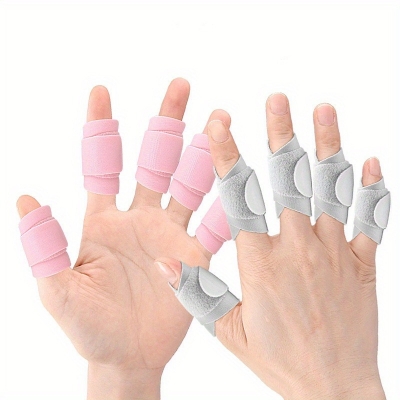 Picture of Men Women Adjustable Finger Splint Brace Thumb Protector Guard Sleeve Finger Straightening Corrector Finger Tape Elastic Finger Sleeve Support Tennis Sports Multicolor 
