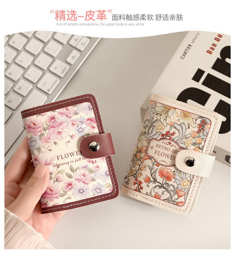 Picture of Multipurpose Flower Pattern Credit Card ID Case and Small Clutch Bag Pink 