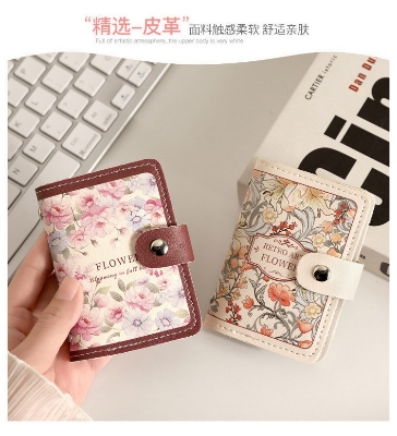 Picture of Multipurpose Flower Pattern Credit Card ID Case and Small Clutch Bag Pink 