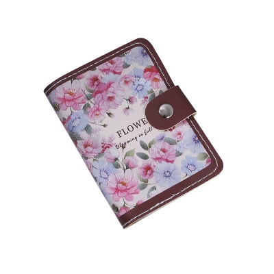 Picture of Multipurpose Flower Pattern Credit Card ID Case and Small Clutch Bag Pink 