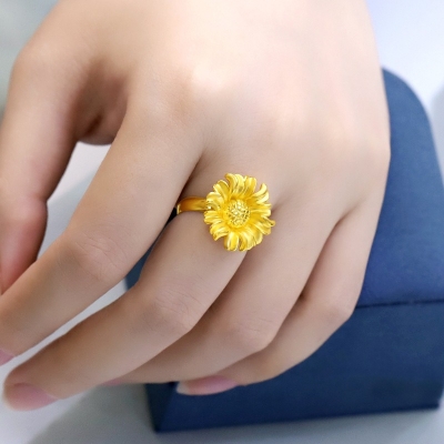 Picture of High-Quality Plated Sunflower Ring Gold 