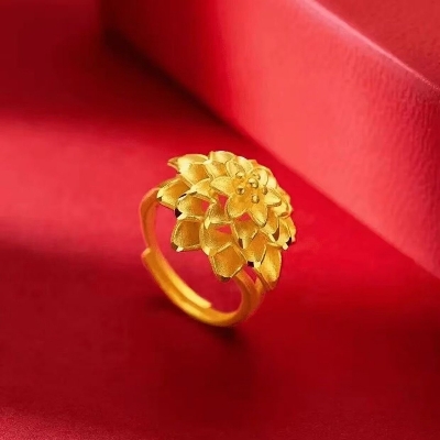 Picture of Vintage Look Gold Plated Flower Ring - Durable & Comfortable Gold 