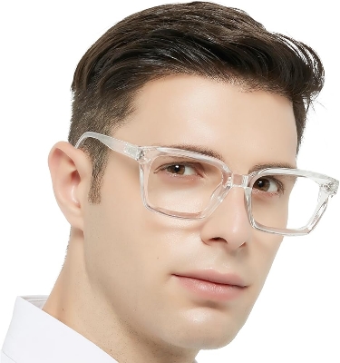 Picture of Retro Big Frame Transparent Glasses - Fashion For Men White 