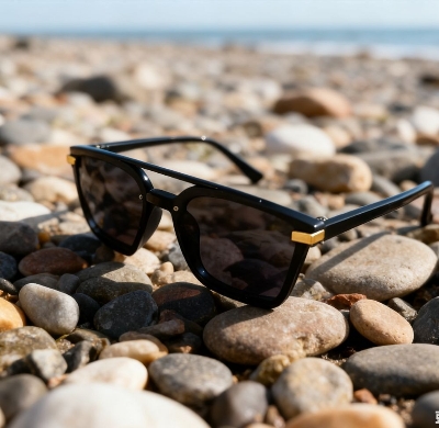 Picture of Stylish Double Bridge Sunglasses - UV Protected Black 