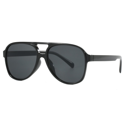 Picture of Vintage Double Bridge Pilot Sunglasses for Men Black 
