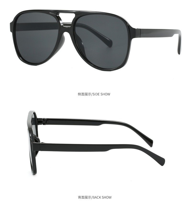 Picture of Vintage Double Bridge Pilot Sunglasses for Men Black 