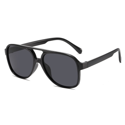 Picture of Vintage Double Bridge Pilot Sunglasses for Men Black 