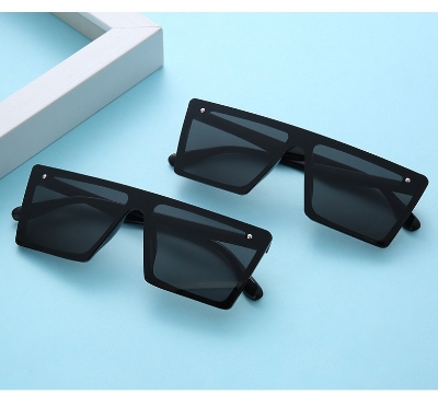 Picture of Flat Top Design Unisex Sunglasses UV400 Protection Black 