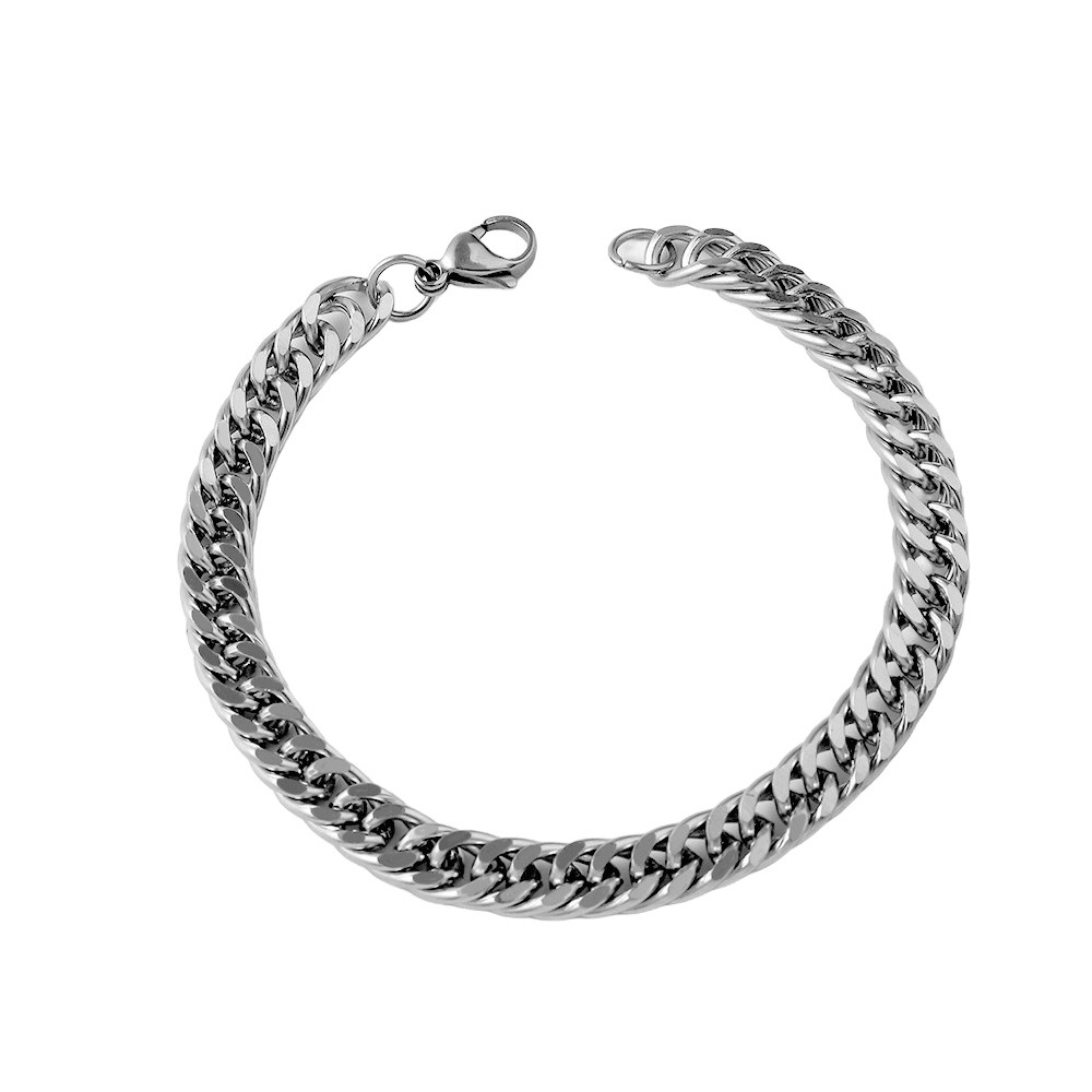 Picture of Men's 8mm Gold/Black Cuban Link Chain Bracelet  Stainless Steel  