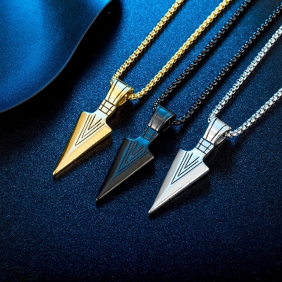 Picture of Fashion Men Matching Arrow Pendant Necklace  