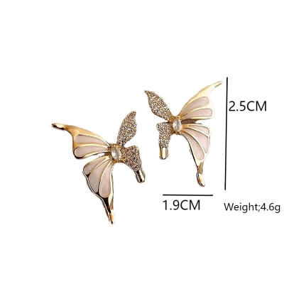 Picture of Elegant Gold Plated Enamel Butterfly Earrings - Light Luxury Style Gold 