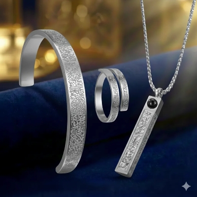 Picture of Premium Gold Pendant Chain Ring Bracelet Combo  