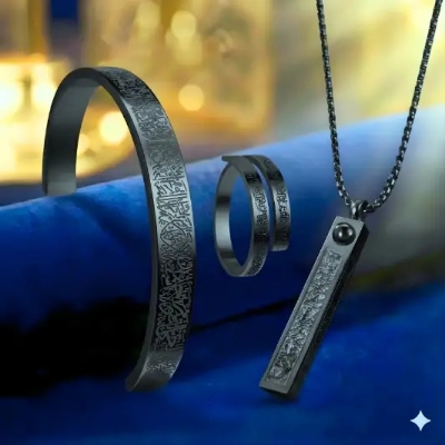 Picture of Premium Gold Pendant Chain Ring Bracelet Combo  