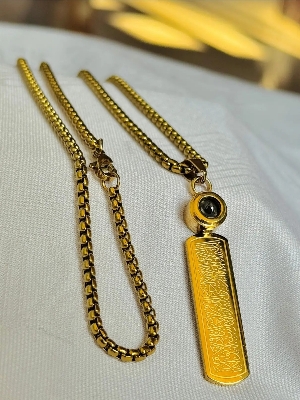 Picture of Elegant Arabic Calligraphy Silver Pendant Chain Necklace  