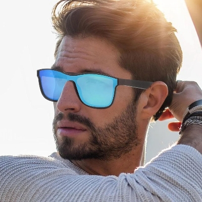 Picture of Smart Fashion Polarized Sunglasses with Blue Mirror Lens Blue 