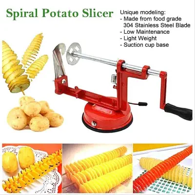 Picture of Potato Chips Maker, Manual spiral potato chips twister slicer cutter tornado twist machine Multicolor