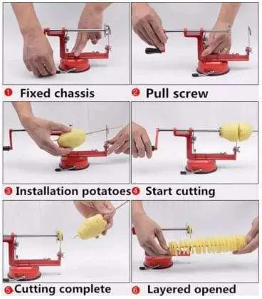 Picture of Potato Chips Maker, Manual spiral potato chips twister slicer cutter tornado twist machine Multicolor