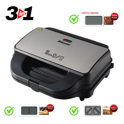 Picture of Miyako 3 In 1 Sandwich Maker SM-862-HY - Sandwich Plate, Grill Plate & Waffle Plate Multicolor