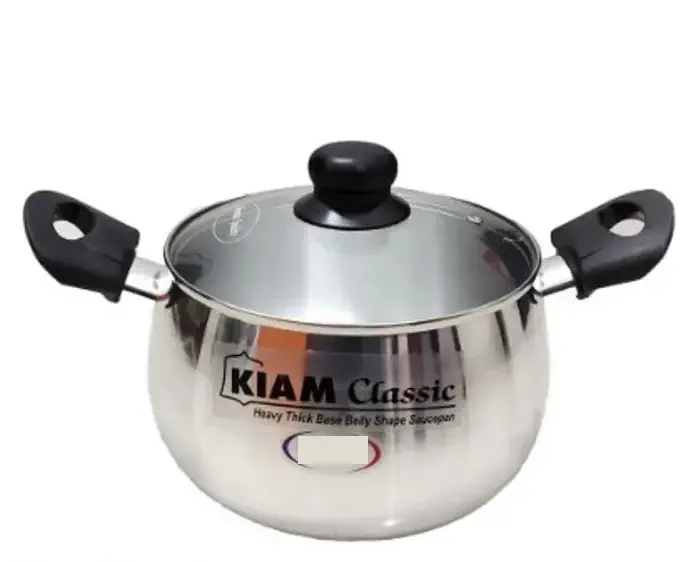 Picture of Kiam Aluminium Belly Shape Saucepan 24CM With Glass Lid 24CM