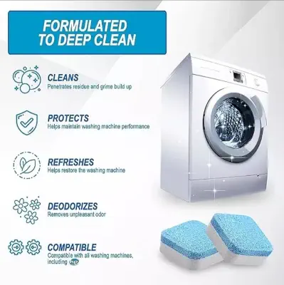 Picture of 12pcs Washing Machine Cleaner Washer Cleaning Detergent Effervescent Tablet Cleaner Washing Machine Home Cleaning tool Multicolor