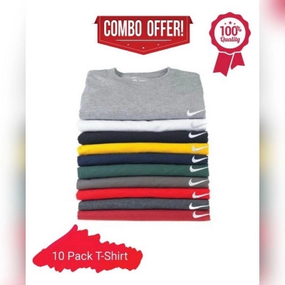 Picture of Multicolor Cotton Pack of 10 Combo Round Neck T-Shirt - Multicolor