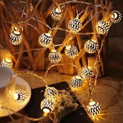 Picture of Home Decorative Lights - Metal Snow Ball- Yellow Golden - Fairy Lights - Gold