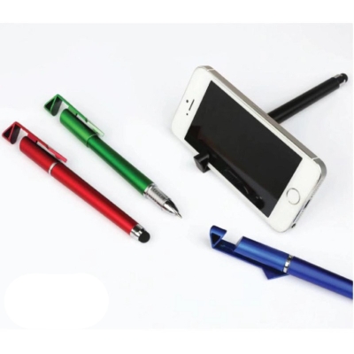 Picture of Universal 3 in 1 Capacitive Stylus Pen with Mobile Stand Holder, Writing Pen, Capacitive Pen for Mobile use, Compatible for Touch Pen- Stylus Pen- Random Color - Multicolor