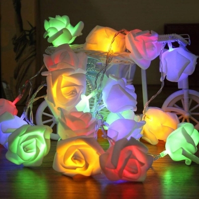 Picture of Decorative Fairy Lights Rose Flower shape - Multicolour - Room Decoration Light - Room Decoration Light - Fairy Lights- Gold