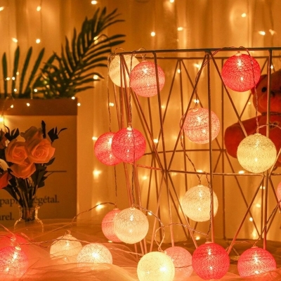 Picture of LED Colorful Cotton Ball LED String Lights - Multicolor