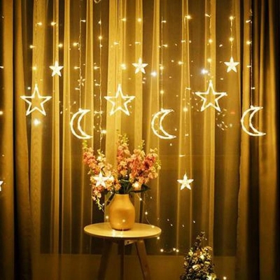 Picture of LED Star moon Lights, Window Curtain String Light Moon Star String Light - Gold