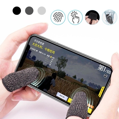 Picture of 1 Pair(2 Pcs) Breathable Mobile Finger Sleeves / Sweatproof Gloves for Mobile Gaming - Black - Multicolor