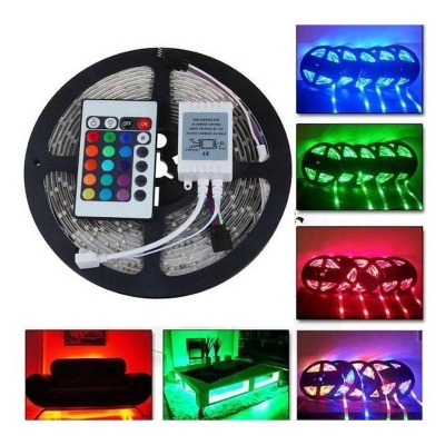 Picture of 16Colour SMD 2835 DC 12V LED Strip Light With Remote- 5 meter RGB Colour fairy lights for ceiling decoration - Multicolor