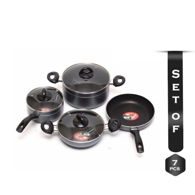 Picture of Non Stick 7 Pieces Cookware Set - Black and Ash - Multicolor