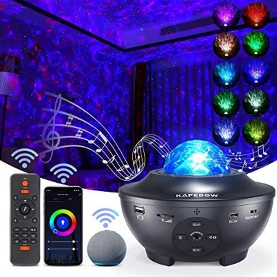 Picture of USB LED Star Night Light Music Starry Water Wave LED Light Projector Bluetooth Sound Activated Projector Decoration Light Projector - Multicolor