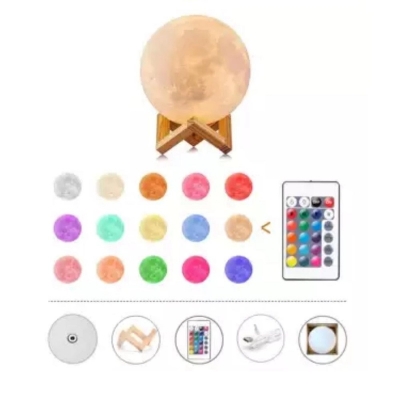 Picture of 3D Moon Lamp 16 Colors Remote & Touch - 15 cm - Multicolor