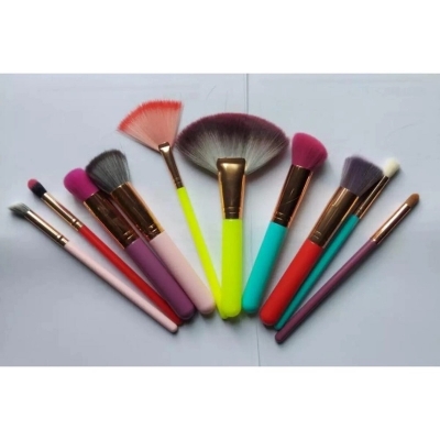 Picture of Set De 10 Brochas Colores Neon Makeup Brushes Powder Foundation Eyeshadow Eyebrow for Face Cosmetics Make Up Brush Set Brochas - Multicolor