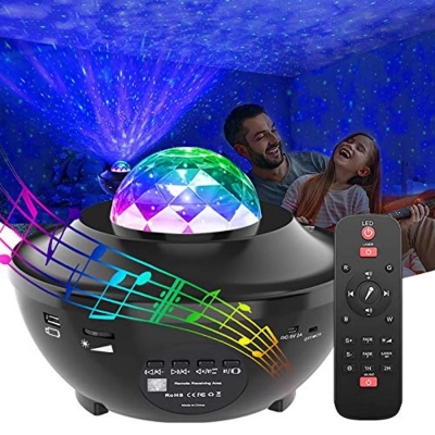 Picture of Raunity Galaxy Projector USB LED Star Night Light Table Lamp Music Starry Water Wave LED Projector Light Bluetooth Projector Sound-Activated Projector Light Decor 21 Lighting Modes - Multicolor