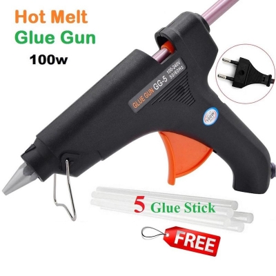 Picture of Combo Pack 100W Hot Melt Glue Gun With 5 Glue Stick, 100 Watt Glue Gun For Diy Art Crafts, Joint Repair - Multicolor