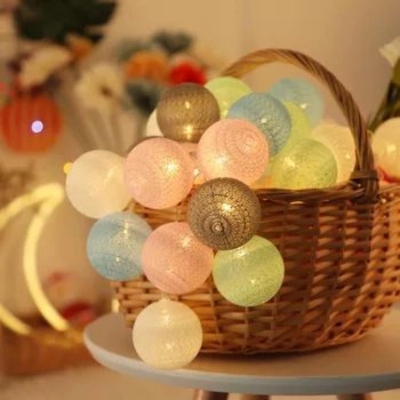 Picture of Cotton Ball Garland Fairy Lights - Multicolor