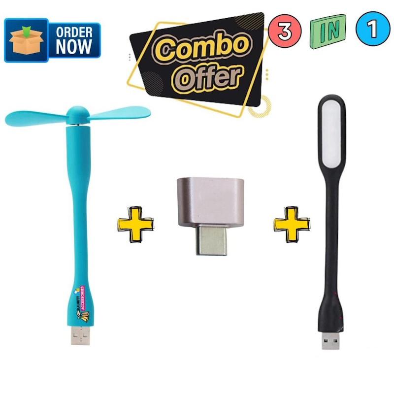 Picture of USB Fan + USB Light + Type C OTG - 3 In 1 Combo - Multicolor