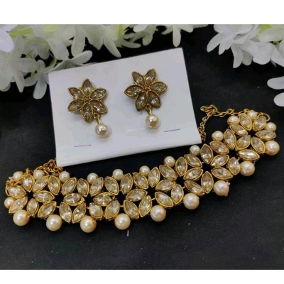 Picture of Traditional Neckless Fashion Wedding /Party Bridal Choker Necklace & Earrings Jewellery Set For Women - Necklace For Girls