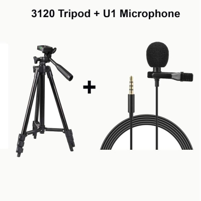 Picture of 3120 Tripod Stand for Mobile Camera - Perfect for TikTok And YouTube Videos - Black Complete with Microphone U1 Full Package - Multicolor