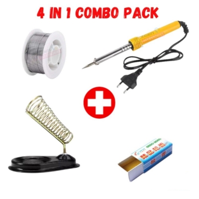 Picture of Soldering Tool Kits -4 in 1 Combo - Soldering iron , Stand, Reel, Resine - Multicolor